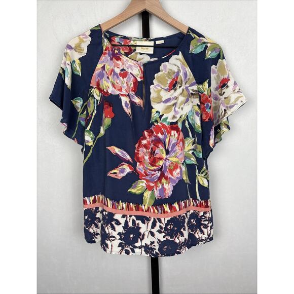 Maeve Tops - Anthropologie Maeve Gardenia 100% Silk Blouse Size 4 Colorful Floral Art to Wear